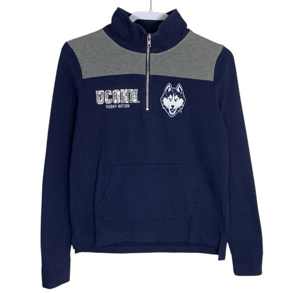 UConn Sweatshirt Womens XS 1/4 Zip Victorias Secret Pink Pullover Huskies Preppy - Picture 1 of 12